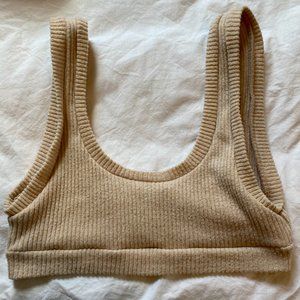 Laina Rauma Fuzzy Ribbed Sports Bra in Latte